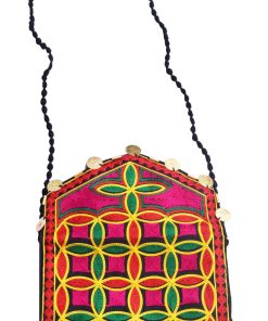 Multicolored Coin Embellished Aari Traditional Clutch Bag for Parties -2390