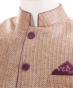 Nehru Jacket and Kurta Set for Men in Golden and Maroon-2438