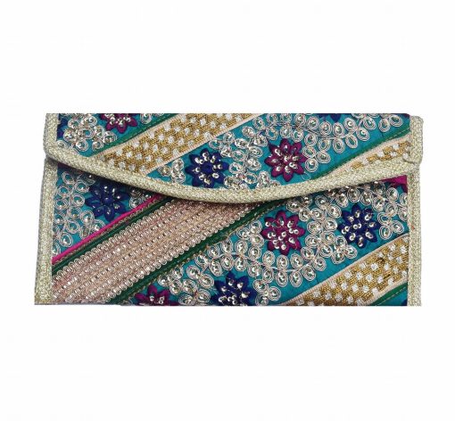 Multicolor Old Zari Work Embroidered Handmade Ladies Clutch Bag -0