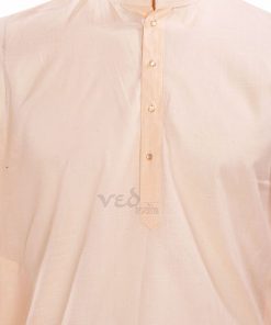 Pale Peach Colored Casual Indian Kurta Pajama Set for Men -2475