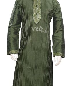 Party Wear Dark Olive Green Color Ethnic Men’s Wear Kurta Pajama Set -2533