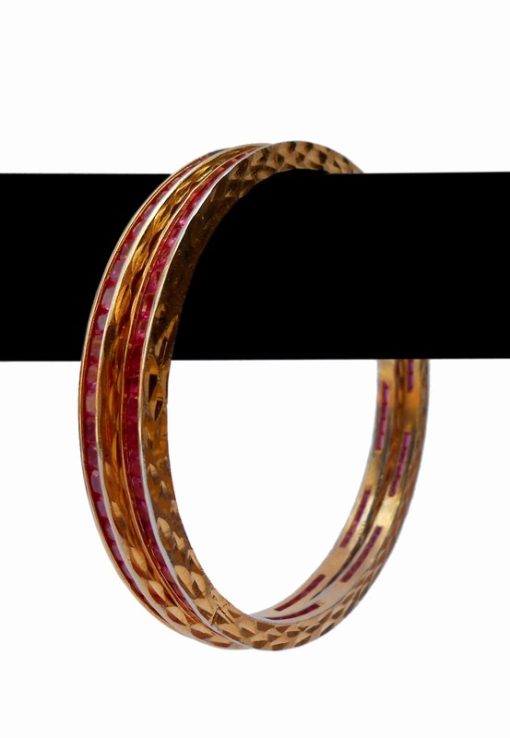 Indian Designer Party Wear Bangles in Maroon AD Stones-0