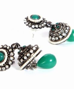 Party Wear Latest Design Fashion Earrings in Green Stone-0