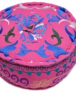 Buy Online Pink Round Ottomans With Beautiful Hand Stitched Designs-0