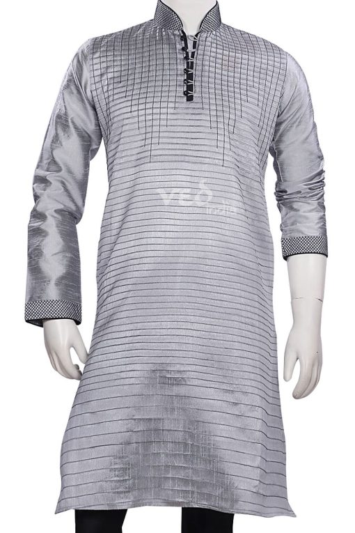 Posh Grey Formal Fashionable Kurta Pyjama Set for Men-2523