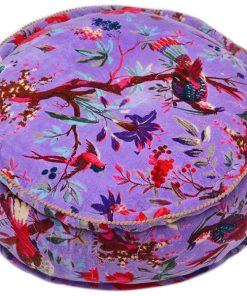 Beautiful Designer Purple Round Decorative Ottomans in Nature Print-0