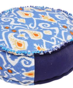 Traditional Decorative Blue Round Pouf Ottomans in Modern Designs-0