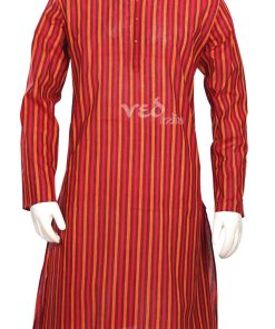 Red Stripes Smart Men’s Cotton Kurta Pajama Set for Casual Wear-0