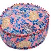 Buy Luxury Round Soft Pouf Ottomans With Floral Fabric Designs-0