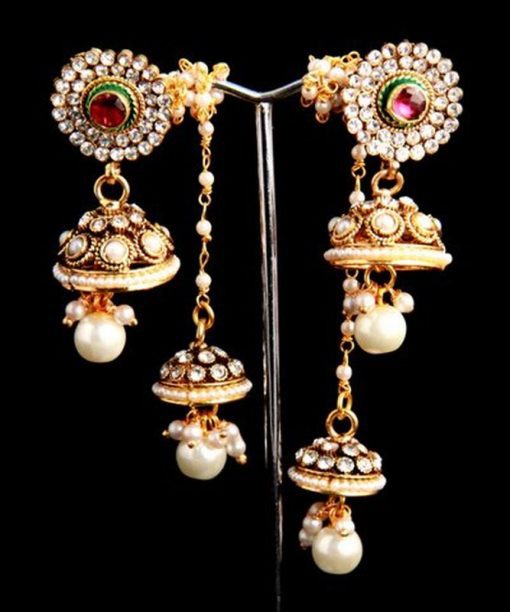Special Occasion Wear Traditional Style Fashion Earrings in Brass Metal-0