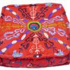 Buy Designer Square Handmade Pouf Ottomans With Hand Stitched Design-0