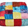 Latest Designer Velvet Square Pouf Ottomans With Block Print-0