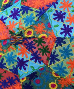 Colorful Abstract Pattern Indian Handmade Summer Umbrella with Mirror Work-2378