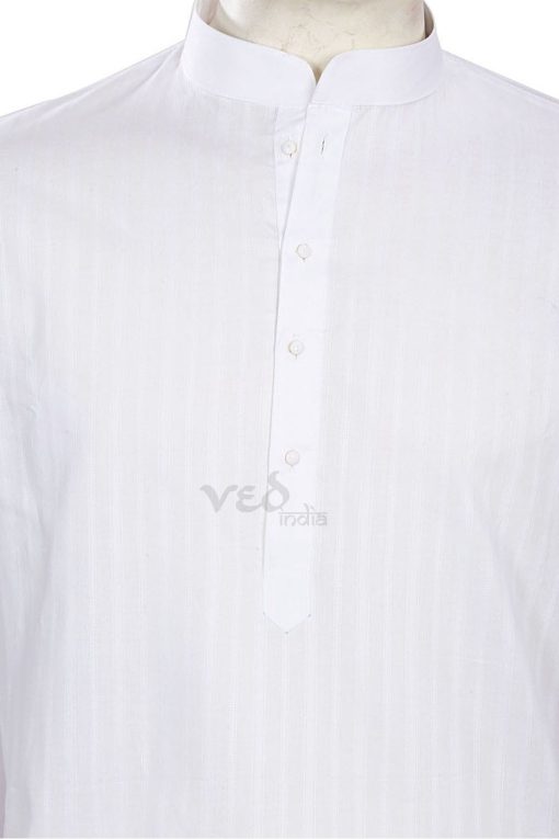 White Ethnic Men’s Cotton Kurta Pajama Set for Casual Wear-2510