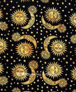 Yellow Indian Hippie Podar Sun Moon Stars Tie Dye Tapestry -2684