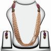 Beautiful Multi Color Beaded Necklace Set With Kundan Work-0