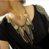Gorgeous Vintage Costume Jewelry with Chains, Coins and Leaf Hanging Pendants -0