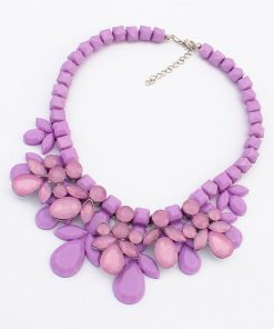 Stylish Lavender and Pink Beads Hippie Necklace Set for Women-0