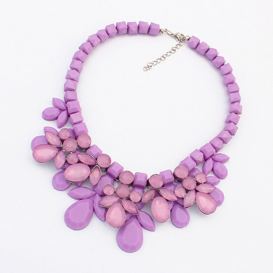 Stylish Lavender and Pink Beads Hippie Necklace Set for Women-0