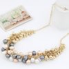 Glamorous Party Wear Necklace for Girls in Golden, White, Grey and Peach Beads-0