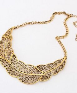 Partywear Fashionable Necklace Girls in Golden with Intricate Pattern-0