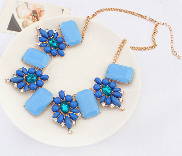 Partywear Boho Necklace in Blue and Turquoise Stones and Beads -0