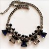 Sparkling Fashion Necklace with Blue and Brown Stones Arrangement -0