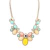 Boho Hippie Necklace with Peach, Turquoise and Yellow Stones and Beads -0