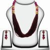 Buy Online Fashion Necklace Set in Purple Beads Stone with Kundan Work-0