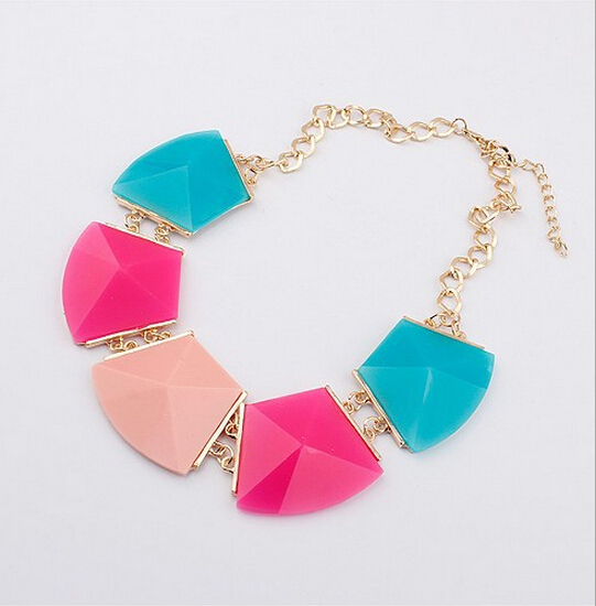 Buy Stylish Neckpiece with Pink, Peach and Blue Beads -0
