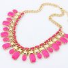 Attractive Pink Beads Necklace Set for Women with Golden Motif Arrangement-0