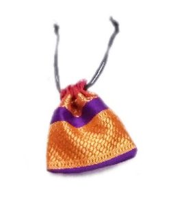 Striking Zari Designed Handmade Designer Pouch With Purple Stripe-0