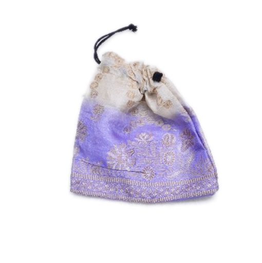 Shop Online Blue And White Handmade Potli Bag With Zari Designs-0