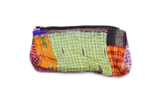 Designer Handmade Pouches Bags Online With Green And White Strip-0
