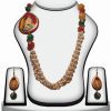 Multi-Color Painting Beads Necklace Set with Matching Earrings-0