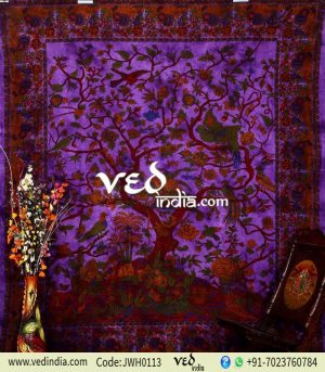 Beautiful Purple Tree of Life Tapestry