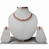 Buy Red and White Cubic Zerconium Stones American Diamond Necklace with Earrings-0