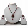 Beautiful Party Wear Red Pendant and Earrings Set from India-0