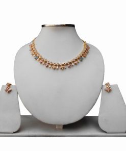 Designer Antique American diamond Necklace Set With Earrings From India-0