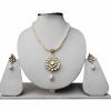 Designer White Beads Fashion Pendant Set With Fashion Earrings From India-0