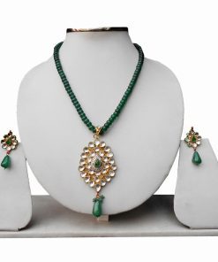 Green Bridal Fashion Pendant Set With Earrings for Woman-0
