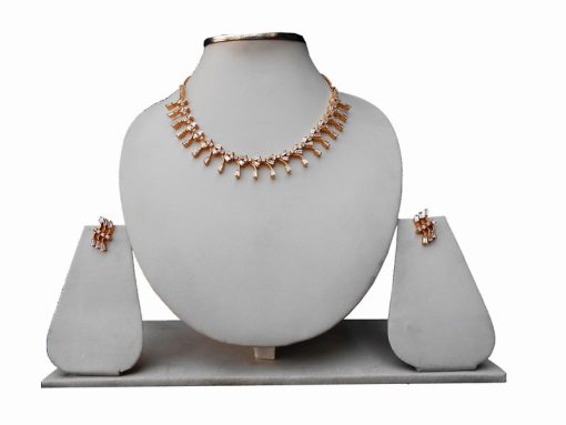 Exquisite Designs Cubic Zerconium Stones Necklace Set with Earrings-0