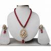 Indian Jewelry Pendant Set in Red Kundan Stones and Beads-0