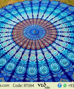 Blue Mandala Round Roundie Tapestry