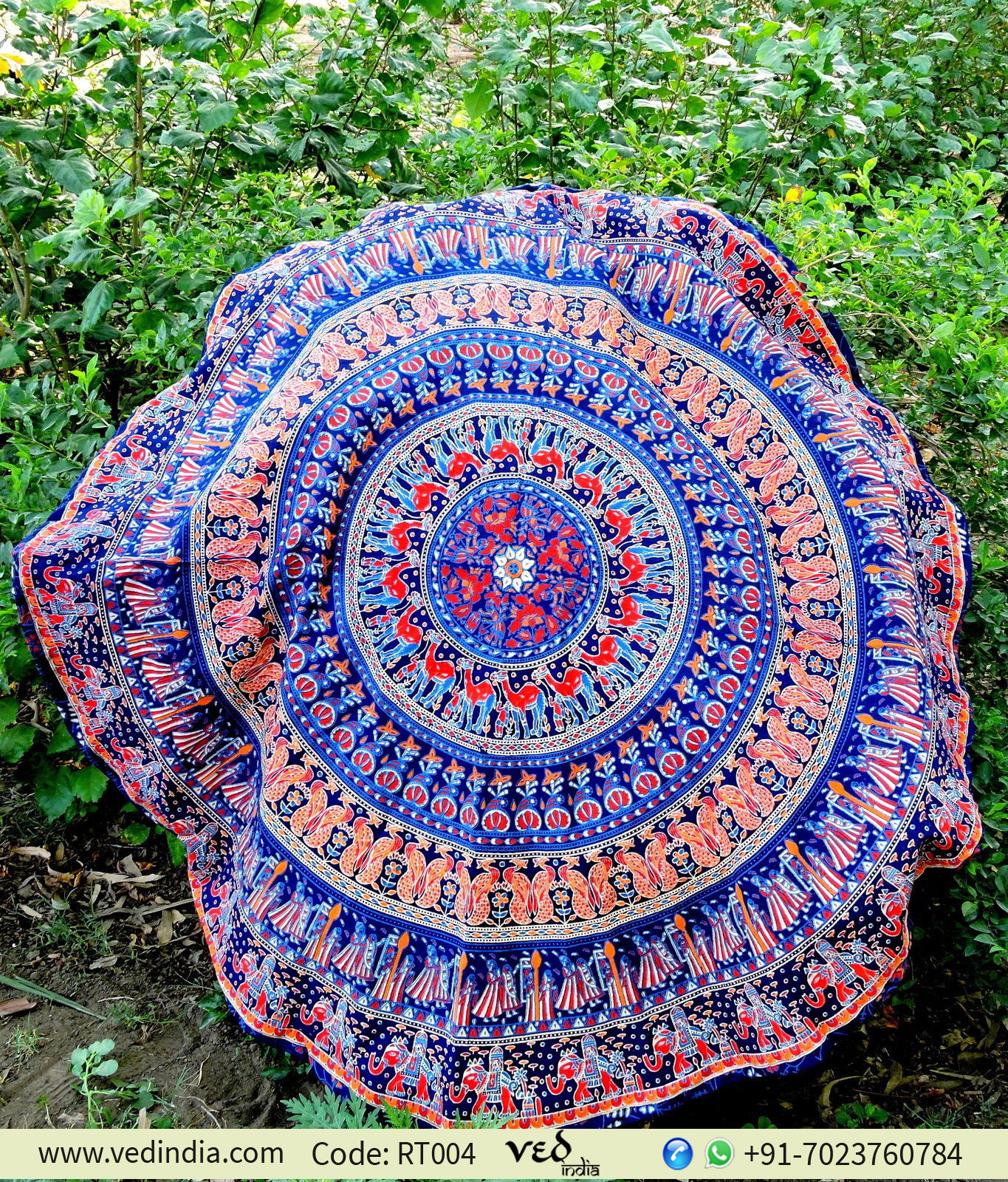 Elephant Roundie Mandala Wall Tapestry