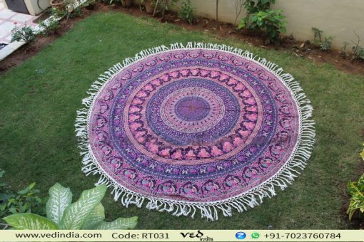 Pink & Purple Elephant Roundie Tapestry