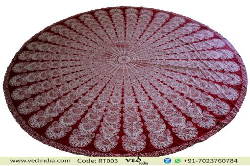 Red and White Roundie Mandala Tapestry