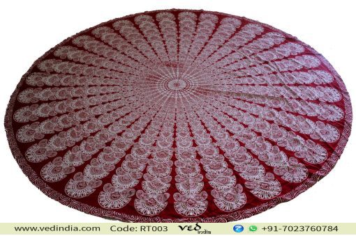 Red and White Roundie Mandala Tapestry