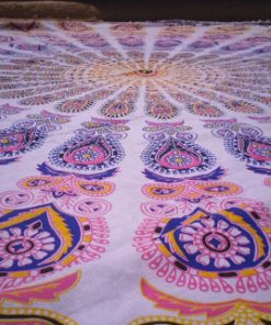 Multicolor Round Peacock Mandala Tapestry