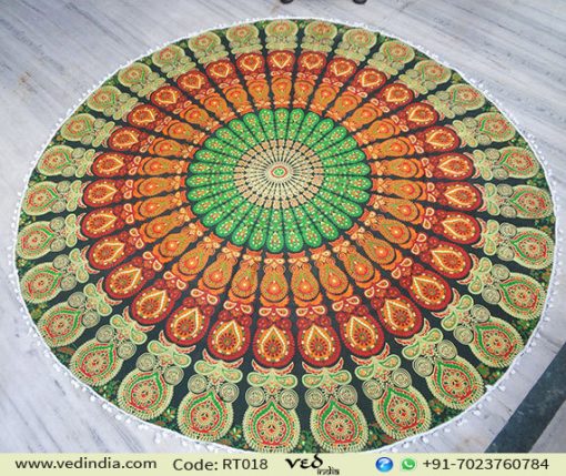 Round Peacock Tapestry